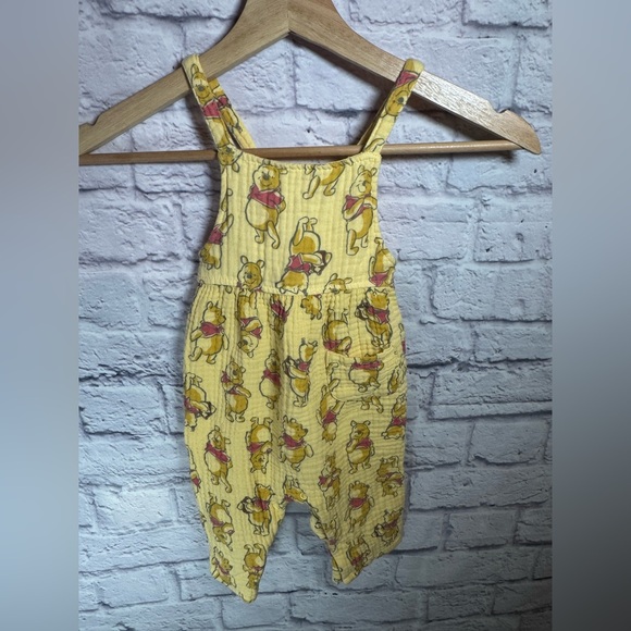 Disney Winnie The Pooh‎ yellow tank top romper Jumpsuit Size 12 months - Picture 1 of 5